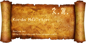 Korda Márton névjegykártya